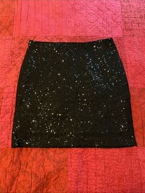 Cache Black Sequin Mini Skirt - Sparkle Straight Cut